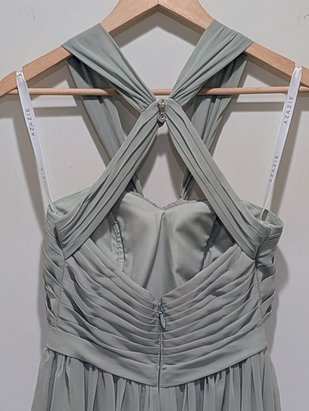 EUC Azazie 2 Agave Pale Green Hillian Bridesmaid Formal Dress - Picture 6 of 9
